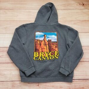 Bryce Canyon National Park Hoodie Mens Medium Gray Lone Rock Pullover Sweatshirt